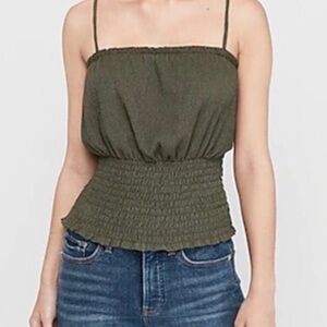 Express olive green smocked tank top
